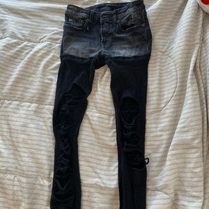 Denim & Material Distress Jeans